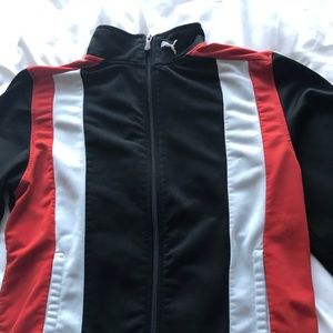 RED AND WHITE AND BLACK PUMA ZIP UP JACKET VINTAGE